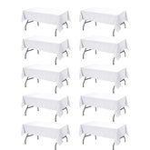 Dailyset white tablecloth 60x102 on a rectangle table, stain-resistant for easy cleanup