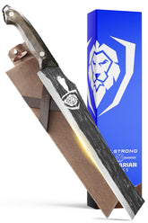 Dalstrong Barbarian 12-inch slicing knife blade close-up for precise roasts