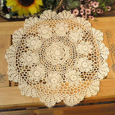 Damanni beige cotton crochet round tablecloth 16 inch set for elegant dining