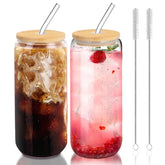 Damconme glass cups set front view 20 oz ideal for iced coffee and cold beverages