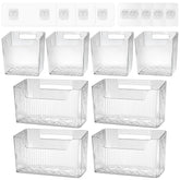 DANHMAO 8-piece wall-mounted storage bins in clear PET for easy access.