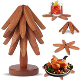 DAOLEMIJI wood Christmas tree trivet protecting surface during hot serving