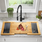 DAOYOUSKY bamboo expandable over-sink cutting board shows space-saving design for tight kitchens.
