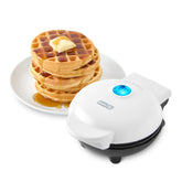 DASH Mini Waffle Maker top view with 4-inch nonstick surface for quick single servings.