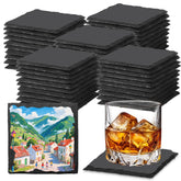 DASSNANE slate coaster with natural texture protects tabletops from heat