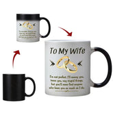 DasyFly Wife color-change mug reveals print when hot, ideal for morning coffee