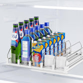 Dayacoco fridge drink organizer front view demonstrates five accessible rows.