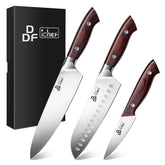 DDF iohEF 8-inch chef knife on board for precise slicing