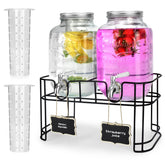 DD&HAPP 2-pack 1-gallon glass dispensers with stand for party beverages.