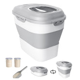 DDMOMMY rice storage container with wheels for easy pantry relocation and access.