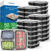 Dealusy 32 oz meal prep container with three compartments, ideal for organized portions.