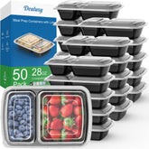 Dealusy meal prep containers with two compartments and lids for organized portions.