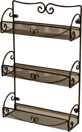 Deco Brothers bronze 3-tier rack on wall keeps spice bottles organized