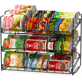 Deco Brothers 3-tier black stackable can rack for organized pantry storage