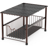 Deco Brothers stackable under-sink bronze basket for easy, space-saving storage.