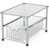Deco Brothers chrome stackable under-sink organizer front view for easy access