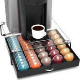 Deco Brothers Vertuo drawer with crystal glass front keeps pods neatly organized and accessible.