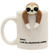 Decodyne funny sloth mug front view for cheerful mornings and desk fun