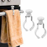 Decoeco towel clips steel close-up, holding towels securely near the oven