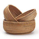 DECRAFTS round rattan basket large size for fruit display and easy access.