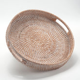 DECRAFTS round rattan tray with handles for easy serving on the coffee table