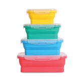 Deke Home collapsible containers lids closeup showing airtight seal for fresh meals.