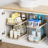 Delamu amber 2-tier under-sink organizer with pull-out drawer