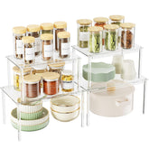 Delamu clear cabinet organizer with four shelves enhances vertical storage.