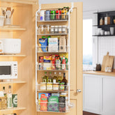 Delamu over-the-door pantry organizer 6-tier full view demonstrates space-saving design.