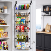Delamu over-the-door pantry organizer 6-tier keeps spices neatly accessible.