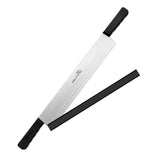 DELFINA 15-inch double-handle cheese knife with blade protector offers clean, safe storage.