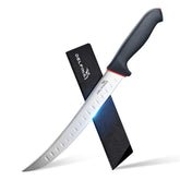 Delfina curved breaking knife blade closeup shows sharp edge for thick cuts.