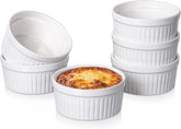 Delling creme brulee ramekins in white porcelain for even baking and stylish dessert service.