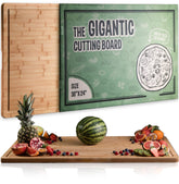 Denoffi gigantic 36x24 cutting board with meat-juice grooves for mess-free prep.