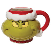 Department 56 Grinch Santa Face mug with 32oz capacity for generous coffees.