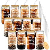 Deriibrico 20oz glass cups with lids and straws, ideal for gifts and daily beverages
