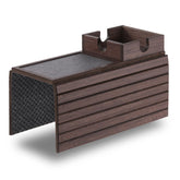DETOR couch cup holder tray with leather pad keeps drinks steady on sofa.