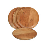 DEVLA acacia charger plates top view; durable 10-inch round centerpiece for elegant table settings.