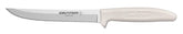 Dexter-Russell Sani-Safe 6-Inch scalloped knife with white PP handle for precise bread slicing.