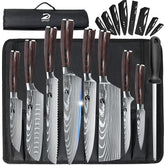 Dfito chef knife set with roll bag, 8-piece portable kit for on the go prep.
