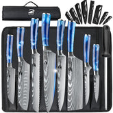 Dfito chef knife set with roll bag for portable, organized kitchen prep.