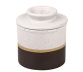 dgudgu ceramic butter crock with water line on countertop keeps butter soft and ready to spread
