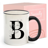 DHQH monogram mug with 26-letter design for elegant everyday coffee moments