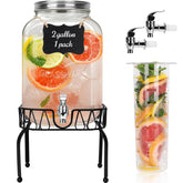 DHSBTLS 2-gallon glass drink dispenser with ice core keeps beverages chilled during gatherings