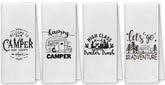 Dibor Happy Camper dish towels 4-pack for quick kitchen drying.