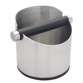 DIBTSA espresso knock box silver, top view shows durable stainless steel construction