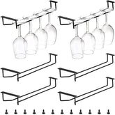 Dicunoy six-pack black wine glass rack under cabinet keeps stemware neatly displayed