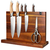Didforu magnetic knife block in acacia wood displaying organized knives ready for use