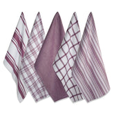 DII assorted woven dishtowels in wine color, 18x28, ideal for large dish drying.
