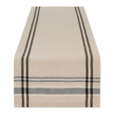 DII French Stripe table runner on table with taupe and black finish, elevating dining look